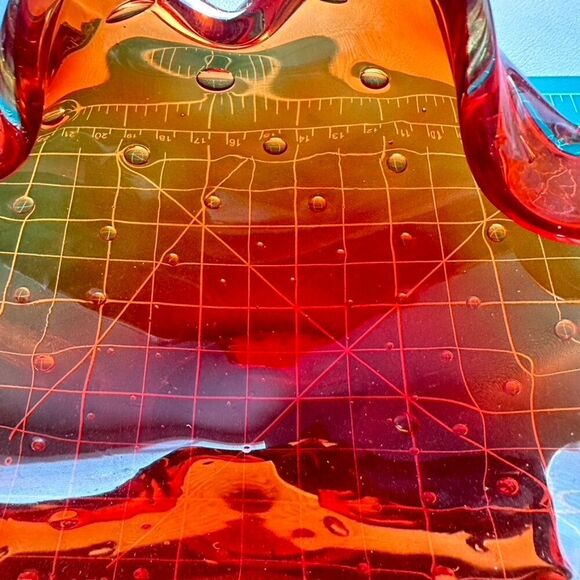 Vintage Mid Century Orange Glass Bowl trinket Dish - Picture 5 of 11